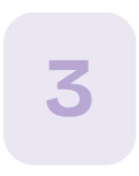 A white card with a light purple border and the number three in light purple in the center.