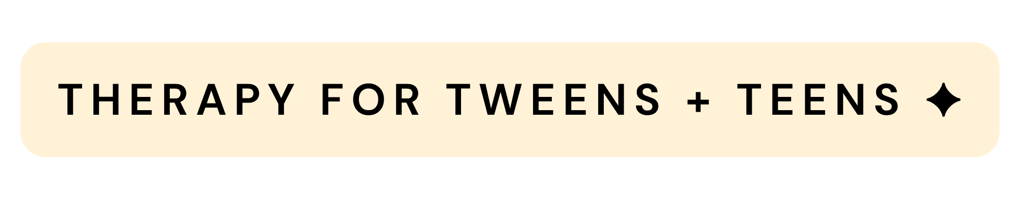 Text that reads 'Therapy for Tweens + Teens' with a small star icon.