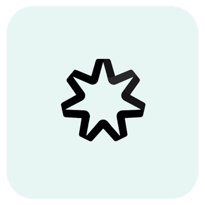 A black outline of a star-shaped object with a hollow center on a light background.