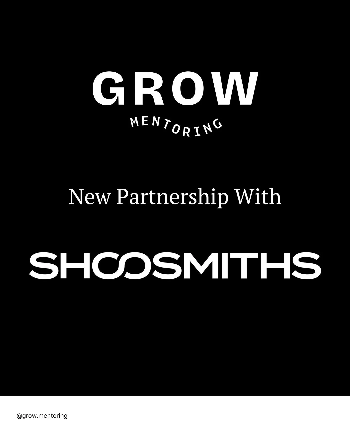 Announcing our newest partnership: GROW x @shoosmithsgrads 🚀 

We&rsquo;re so pleased to share that GROW will be partnering with Shoosmiths for the next six months. This collaboration is focused on empowering our mentees and connecting them with law