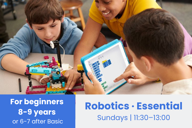 Eindhoven • Essential Robotica Cursus • Zondag 11:30 – 13:00 • 9 nov – 14 dec (6 weken) • NL/EN
