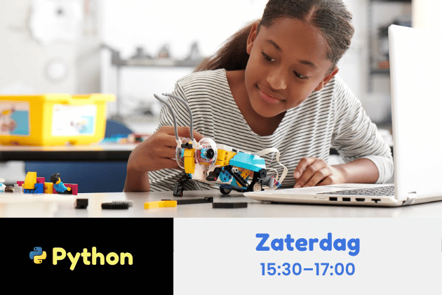 Utrecht • Advanced Robotica + Python • Zaterdag 15:30–17:00 (12 lessen) • 9 jan–17 apr (geen les: 20 & 27 feb, 27 mrt) • NL/EN