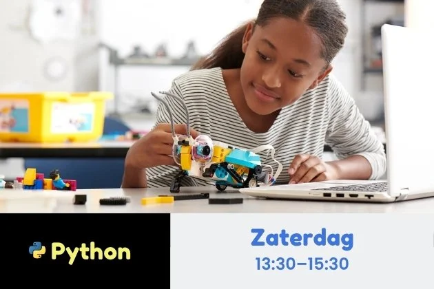 Amsterdam • Prime + Python • Robotica cursus • Zaterdag 13:30–15:30 (15 lessen) • 22 aug–12 dec (geen les op 10 & 17 okt) • NL/EN