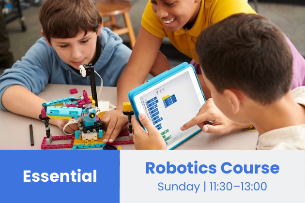 Eindhoven • Essential Robotica Cursus • Zondag 11:30–13:00 (8 weken) • 11 jan – 15 mrt (geen lessen op 15, 22 feb) • NL/EN