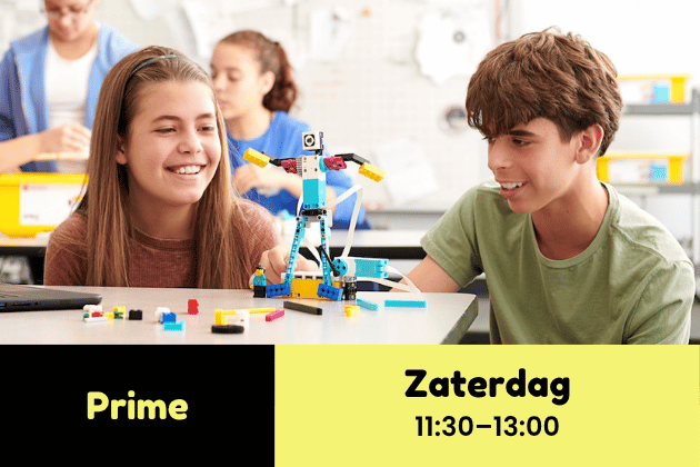 Amsterdam • Advanced Robotics + Scratch • Prime (Motion module) • Saturday 11:30 a.m.–1:00 p.m. (11 lessons) • Jan. 9–Apr. 17 (no lesson: Jan. 23, Feb. 20 & 27, Mar. 27) • NL/EN