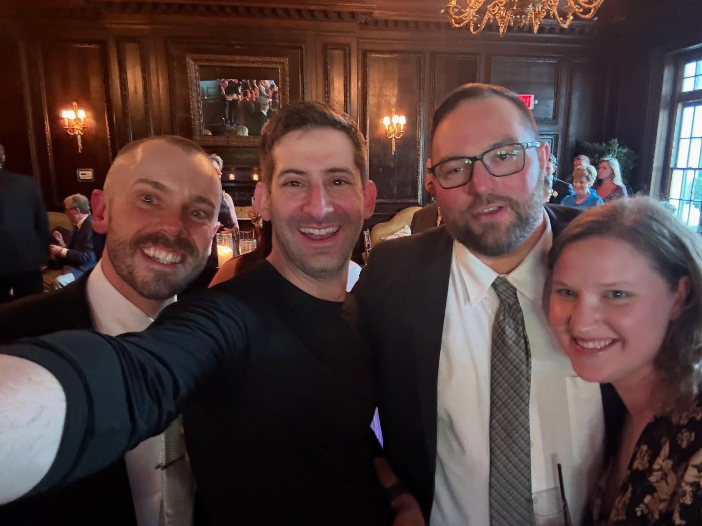 Here’s a complex string of events — this selfie was taken at Candice & Mick’s wedding on Friday. The guy on the left (so sorry that I can’t remember your name) remembered my face from 3 years ago when I captured Erin &