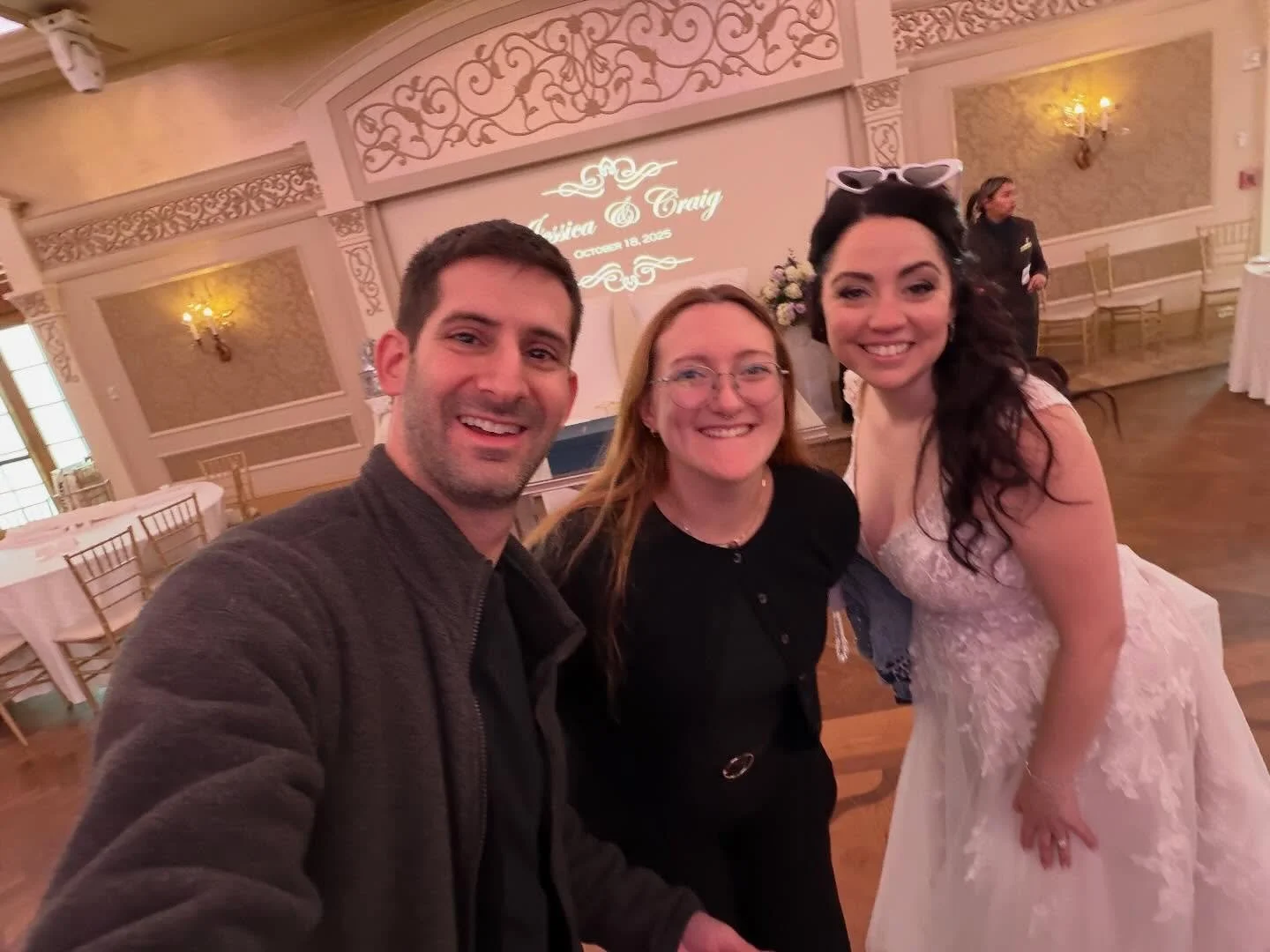 Congrats to Jessica and Craig!
Not pictured: Craig.
Pictured: Ken, Colleen, and Jessica. And also this one member of Larkfield’s staff over Jessica’s shoulder. For the purposes of this selfie, we’ll call her Craig.
#weddings #bri
