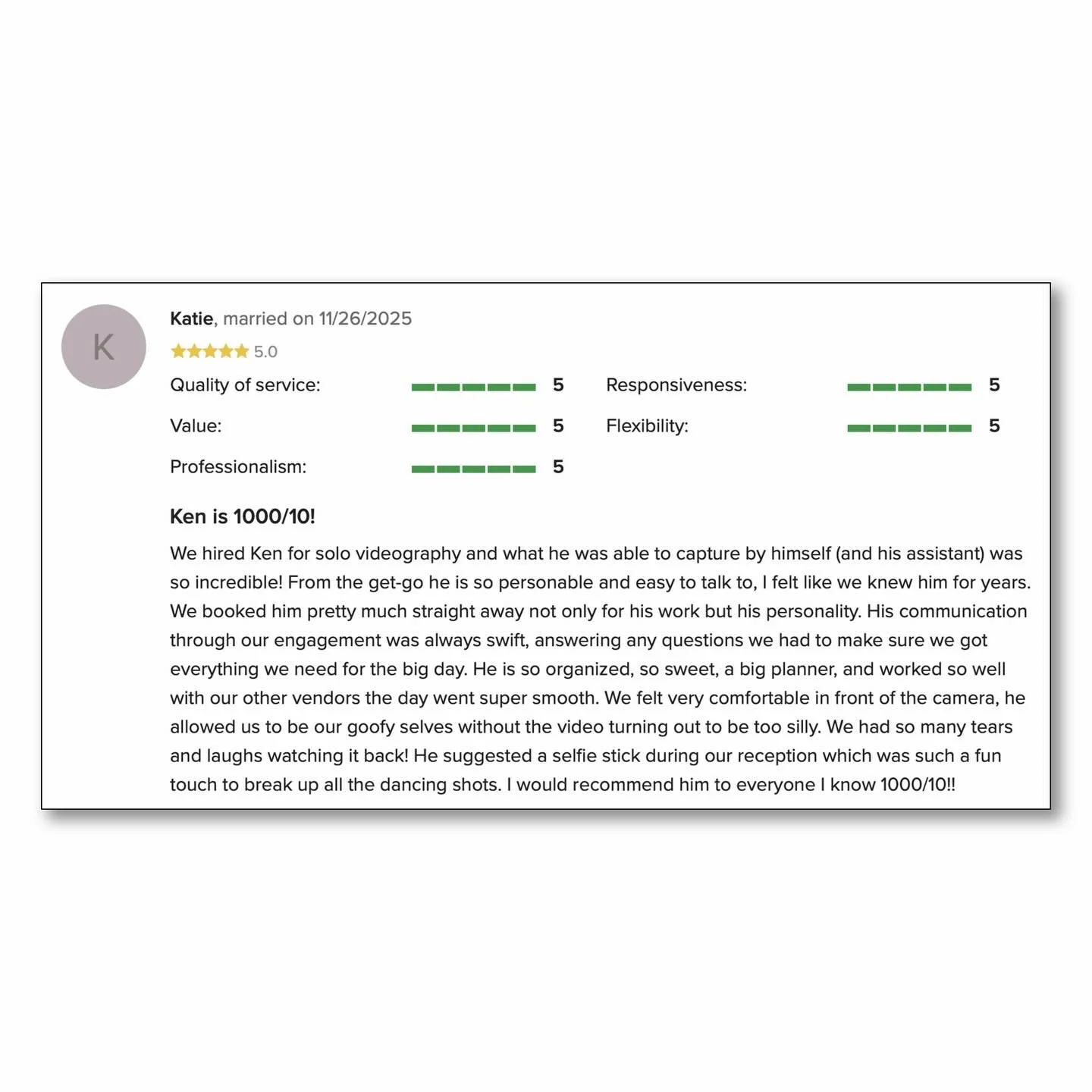 Feeling so thankful to Katie and Jorden for this review!