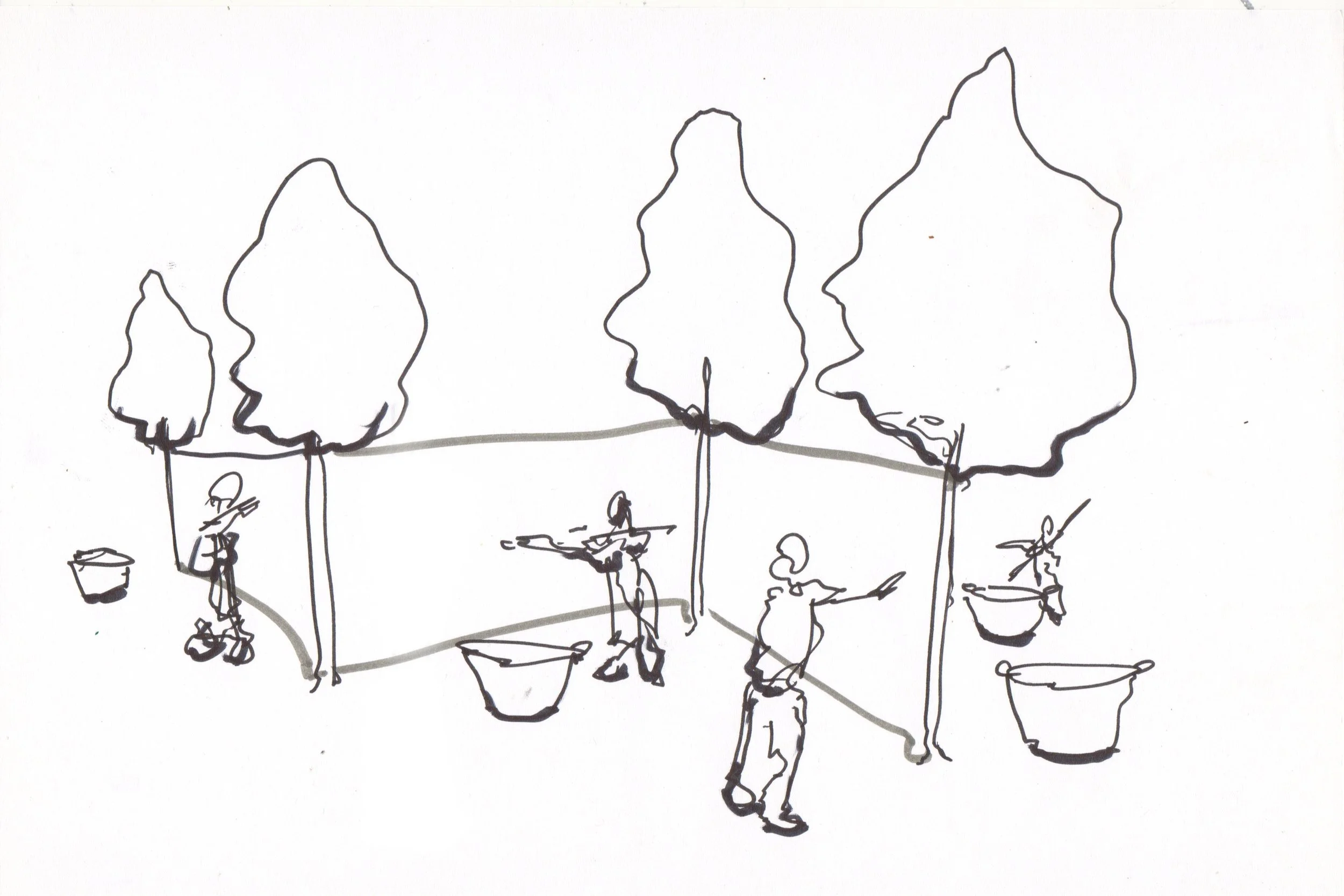Fifteen Thousand Steps by Davide Sozio, a participatory art project with IUAV University of Venice, 2026 - preparatory drawing 2.