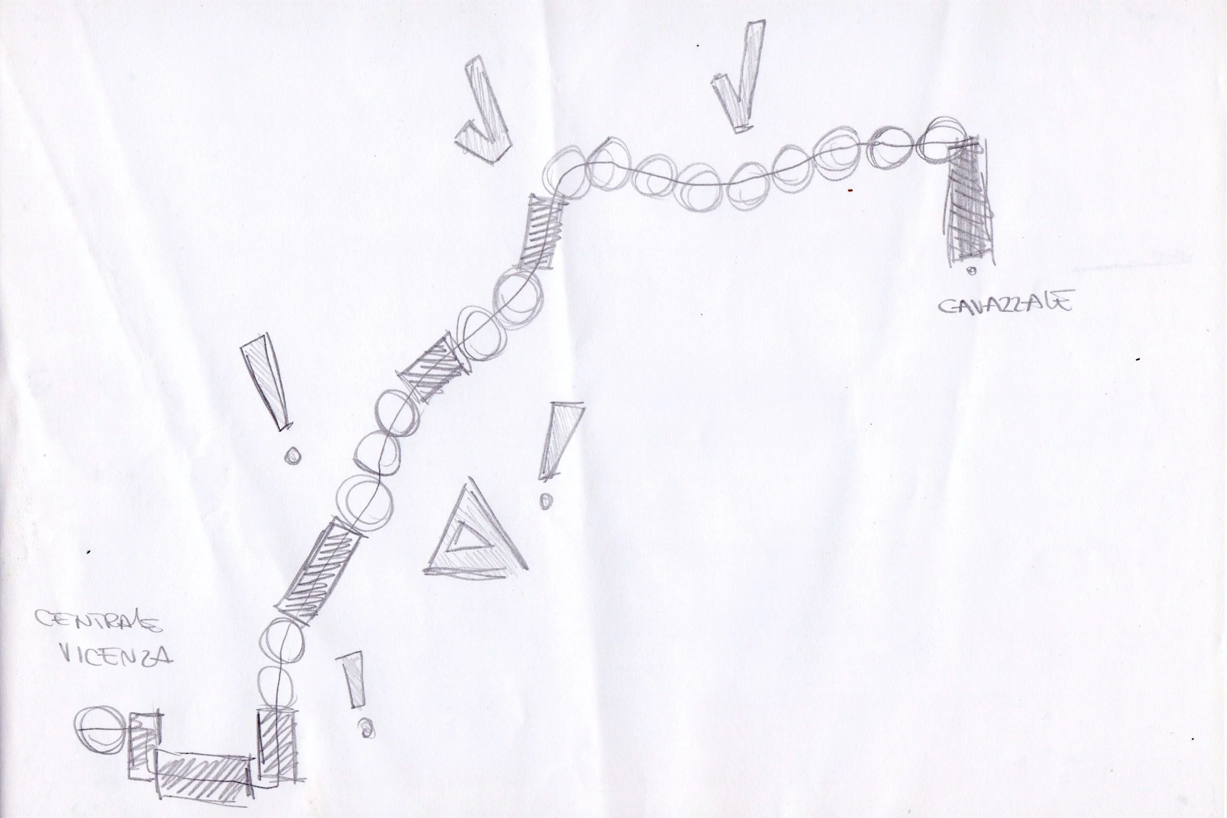 Fifteen Thousand Steps by Davide Sozio, a participatory art project with IUAV University of Venice, 2026 - student drawing 3.