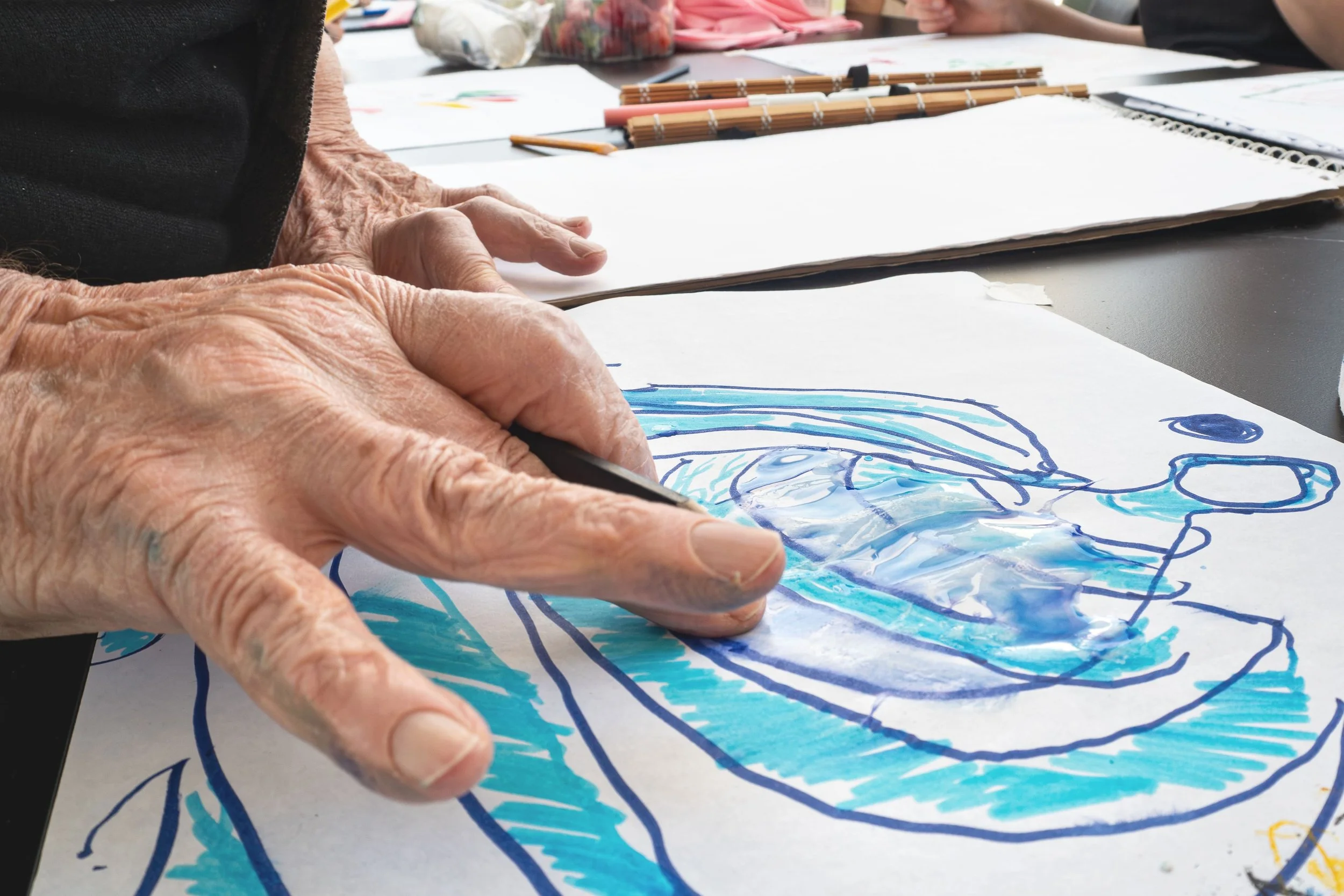 Parkinson Project by Davide Sozio, long-term collaborative painting with the Parkinson Vicenza Association, 2022–2026 - close up.