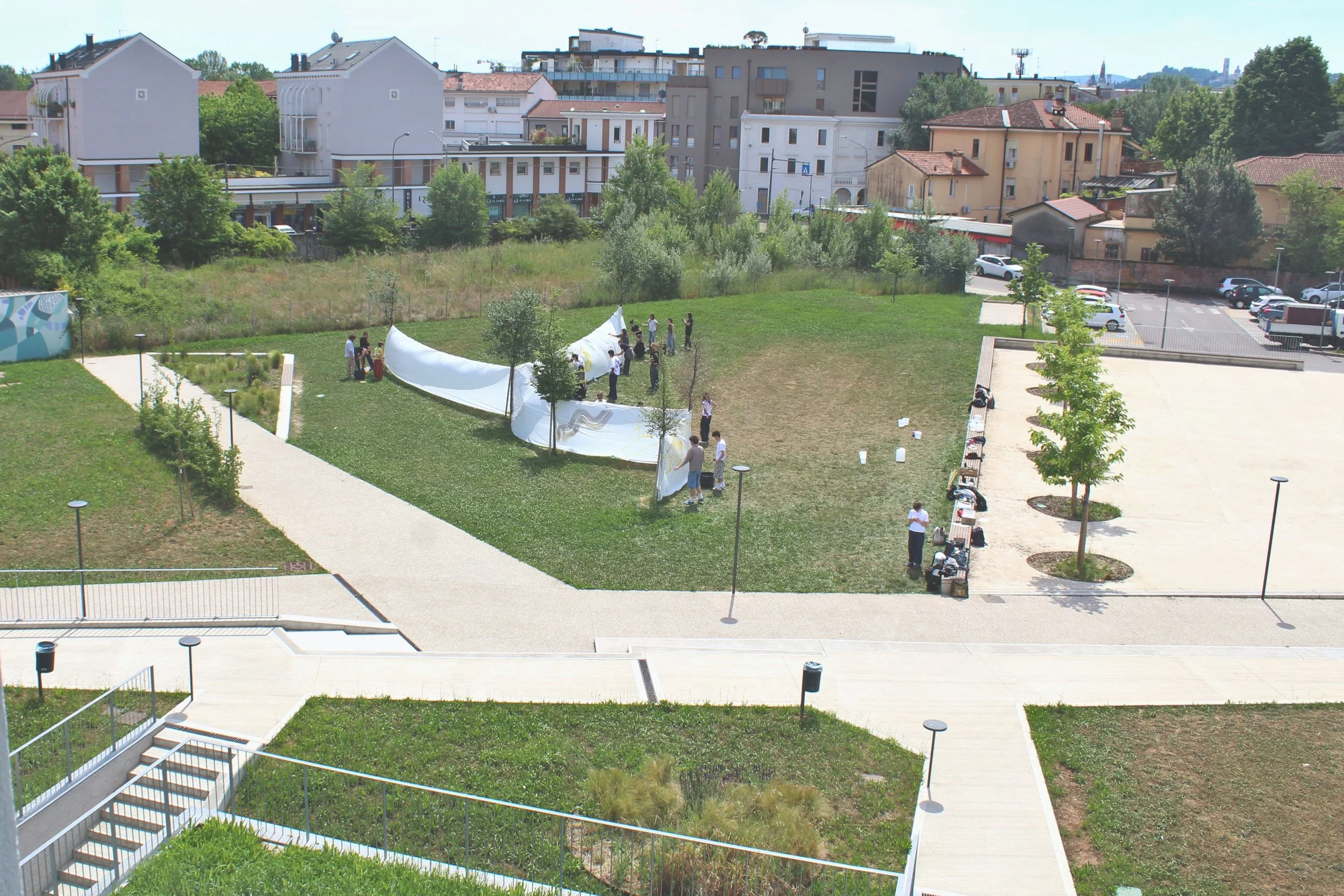 Fifteen Thousand Steps by Davide Sozio, a participatory art project with IUAV University of Venice, 2026 - the finished work on display.