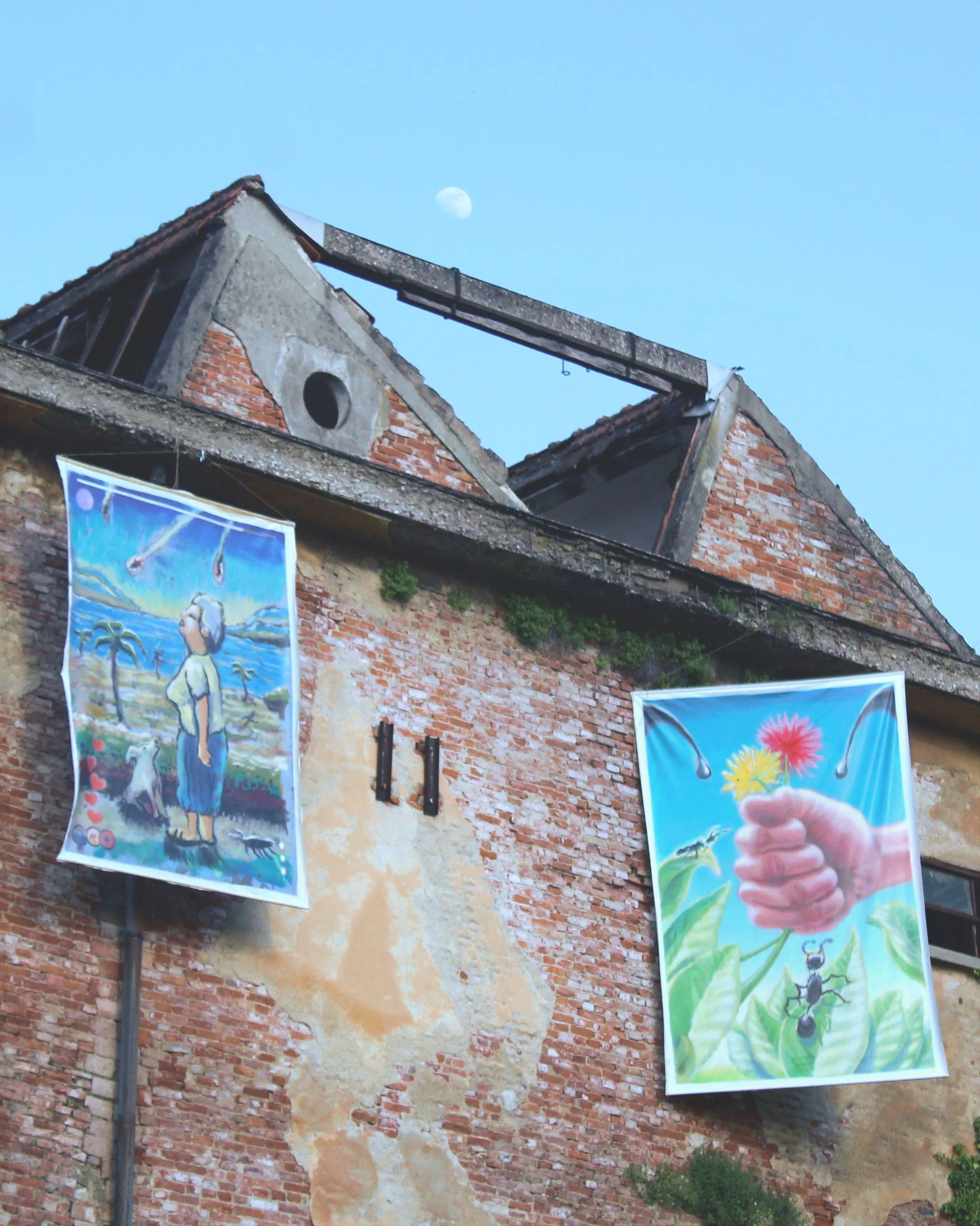 Bosco Lanerossi by Davide Sozio, a site-specific painting installation in an occupied forest, Vicenza, 2024.