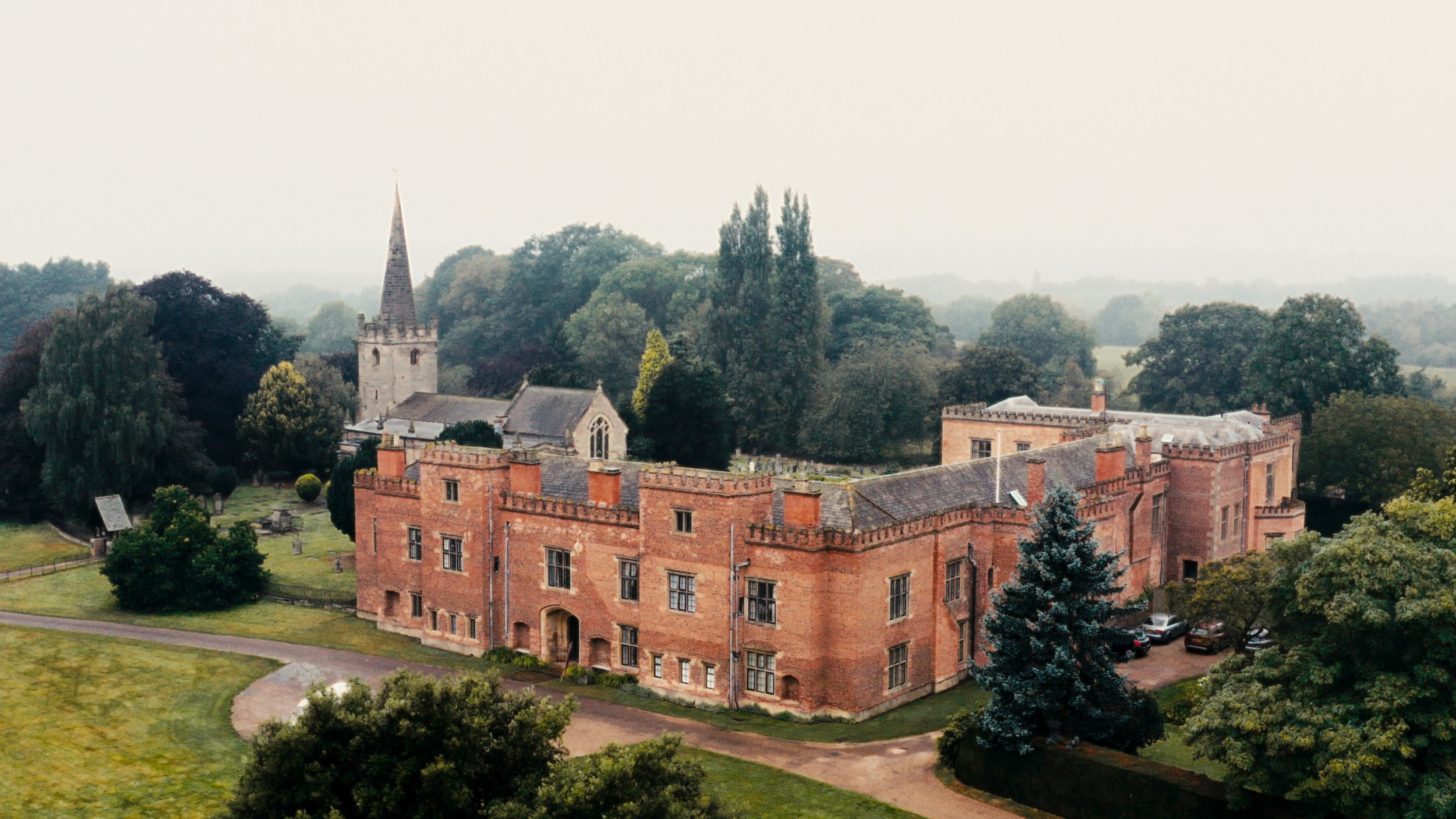 Holme Pierrepont Hall from a drone.