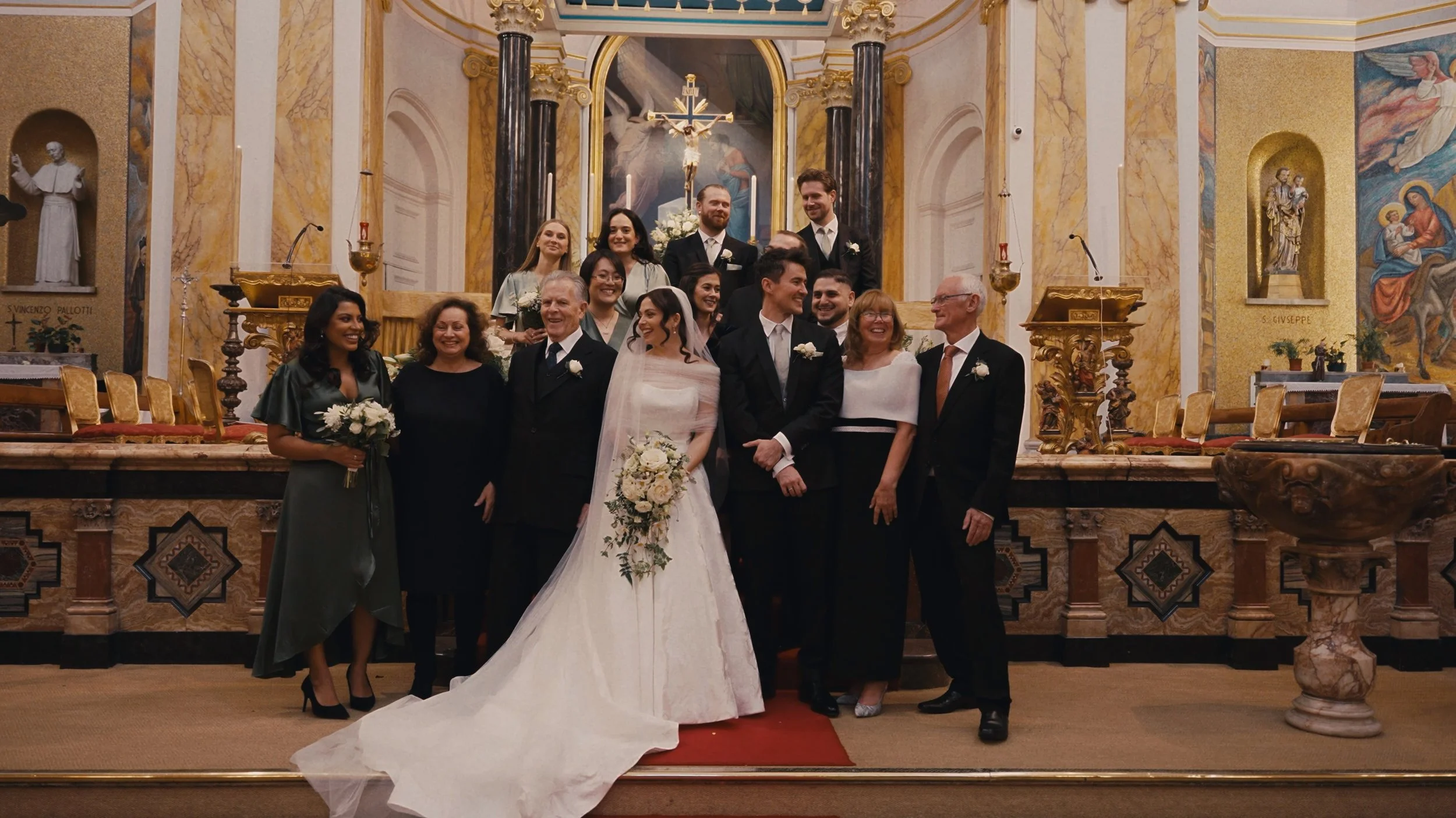 Family photo in Catholic church
