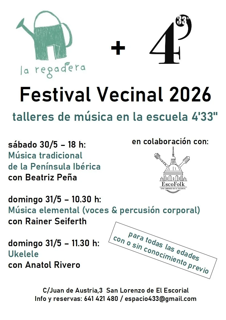 Participación en Festival Vecinal La Regadera y Escofolk (30-31/05/26)