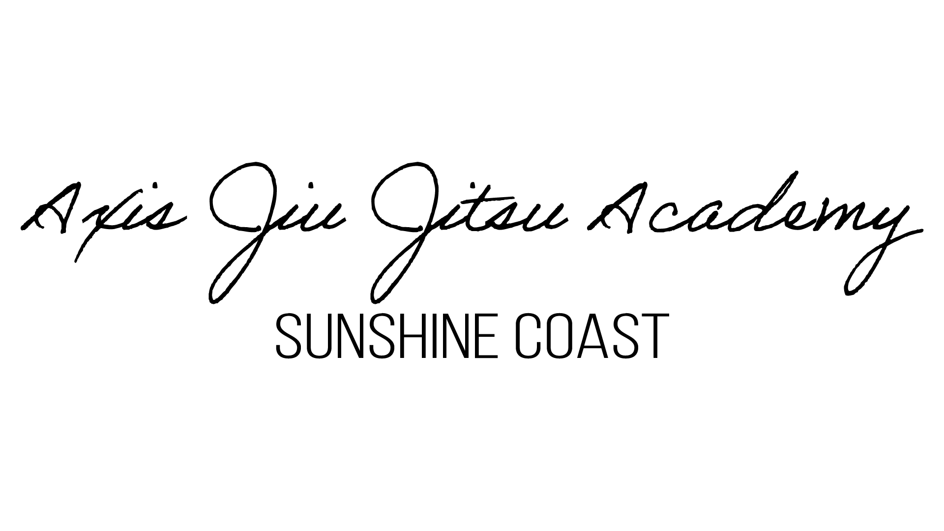 A black and white line drawing stating Axis Jiu Jitsu Academy Sunshine Coast