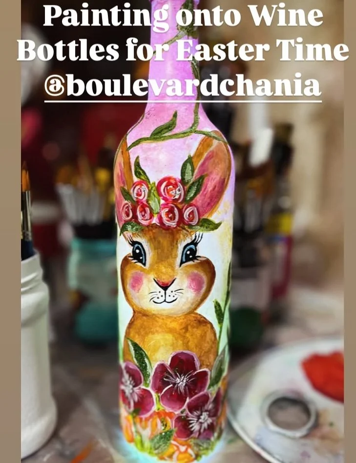 Painting Wine Bottles For Easter. Thursdays Paint and Wine nights