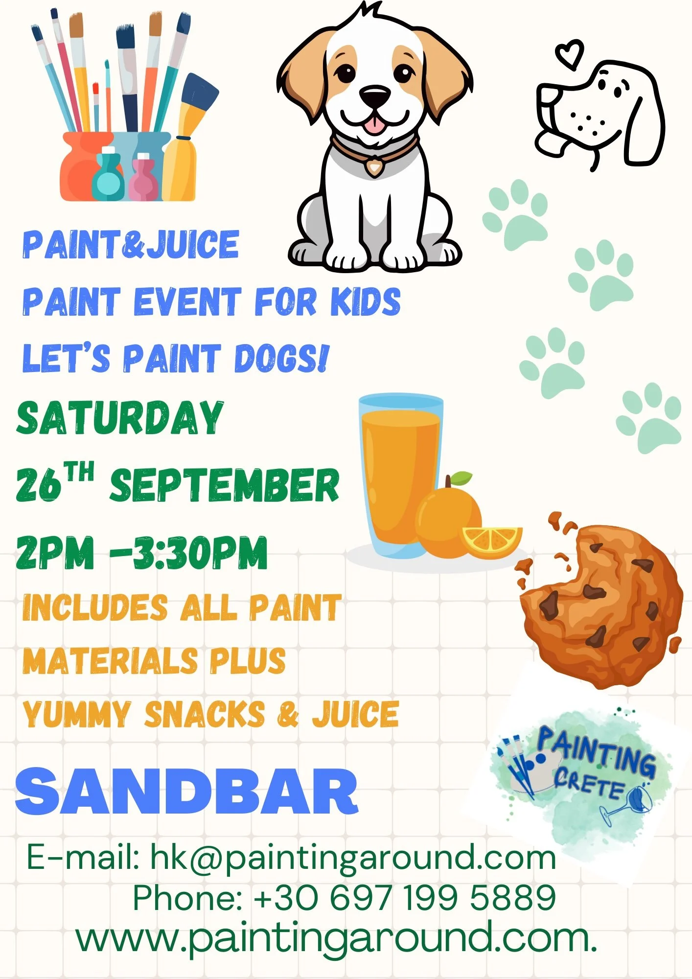 Paint and Juice. Kids Paint Event. Let's Paint Dogs!