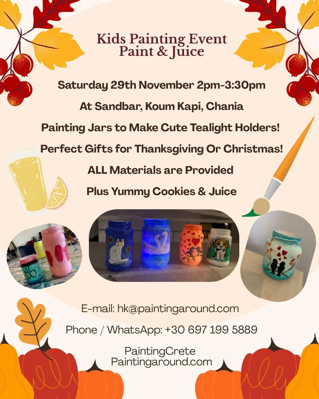 Kids Paint Event. Painting on jars to make cute tealight holders