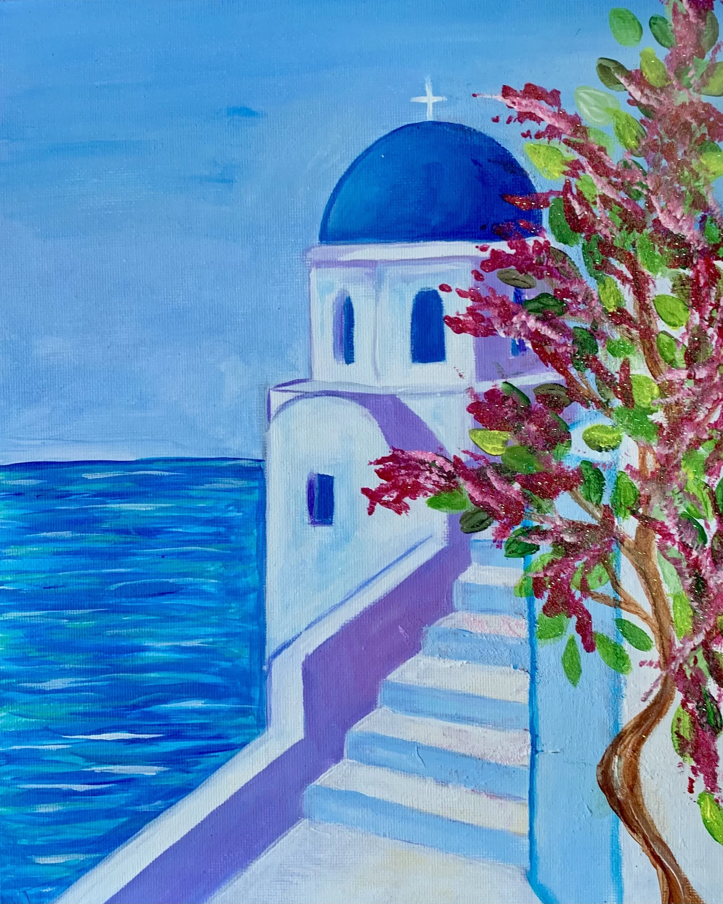 Thursdays' Paint & Sip Event in Chania. Painting Santorini Style Buildings