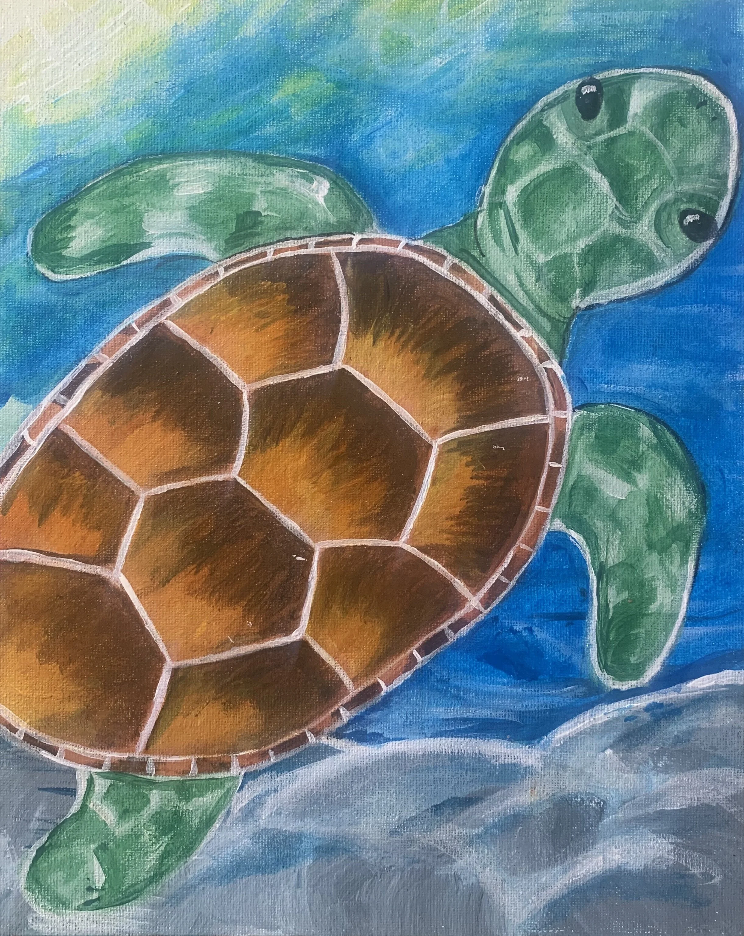 Paint and Juice Event. Kids Painting Event. Painting a Cute Turtle
