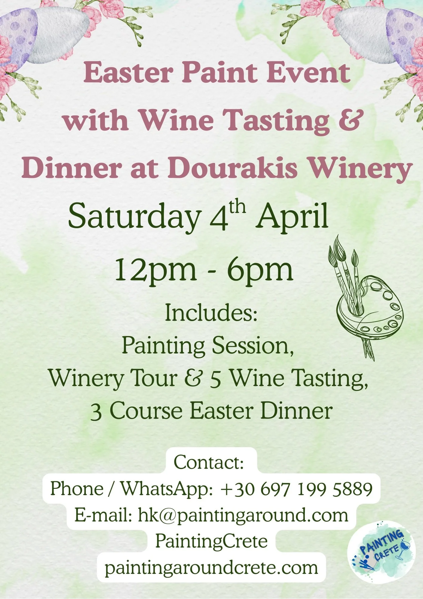 Easter Paint Event with Wine Tasting & Dinner at Dourakis Winery