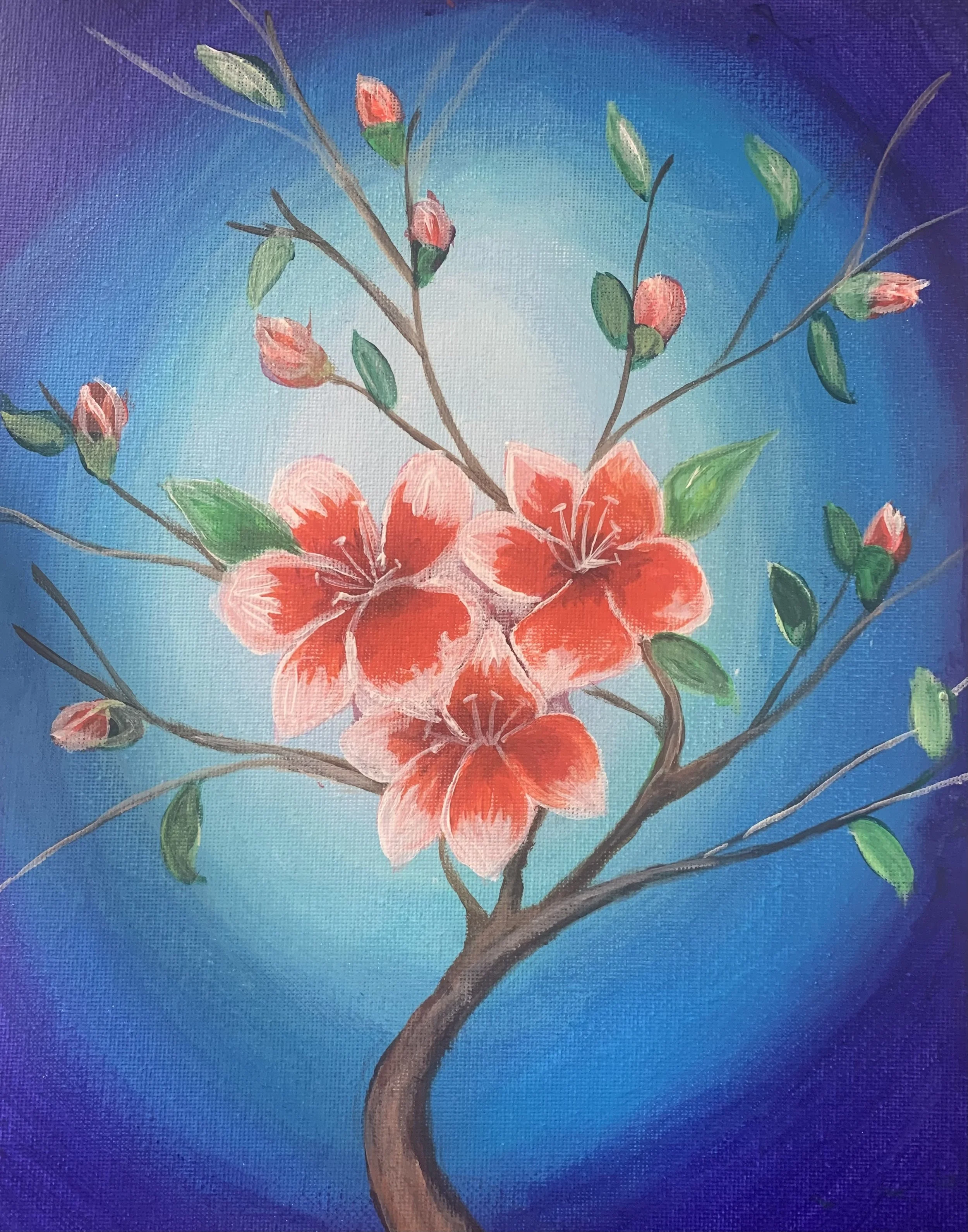 Thursdays Paint and Sip Event in Chania City. Painting Almond Tree Blossoms