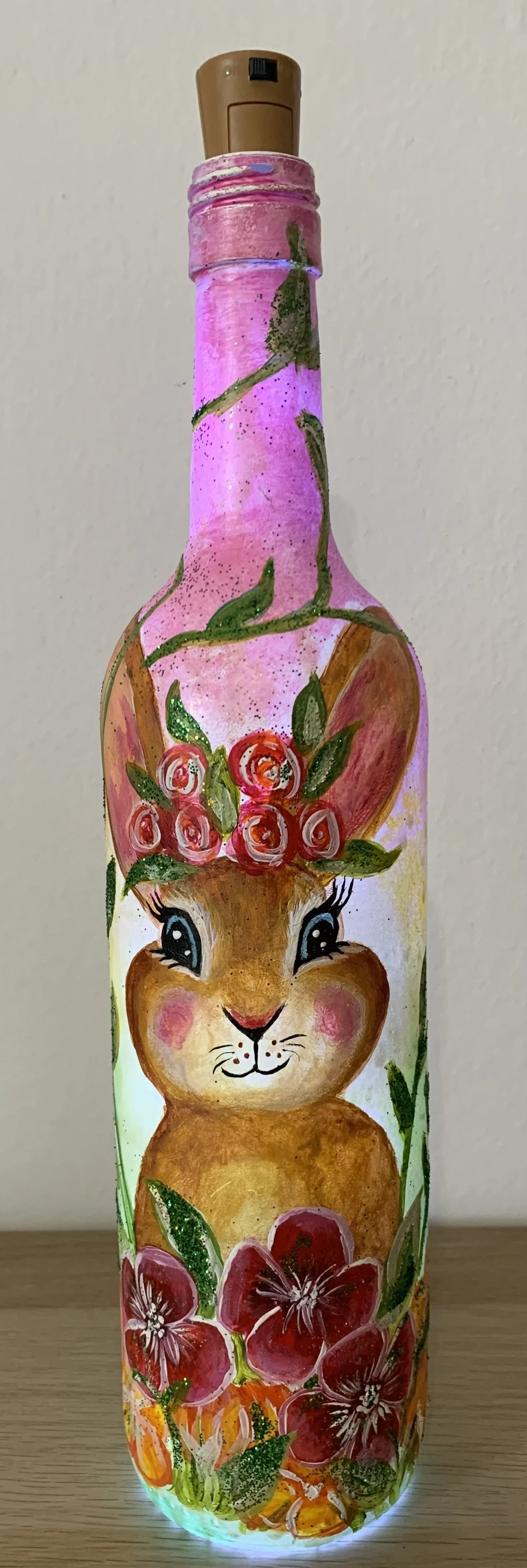 Paint & Mimosa Morning: Painting Wine Bottles to Make Cute Easter Lamps. 