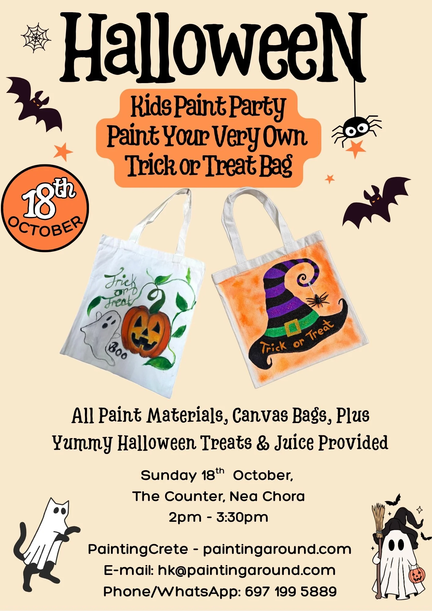 Kids Halloween Paint Event. Paint Your Own Trick or Treat Bag