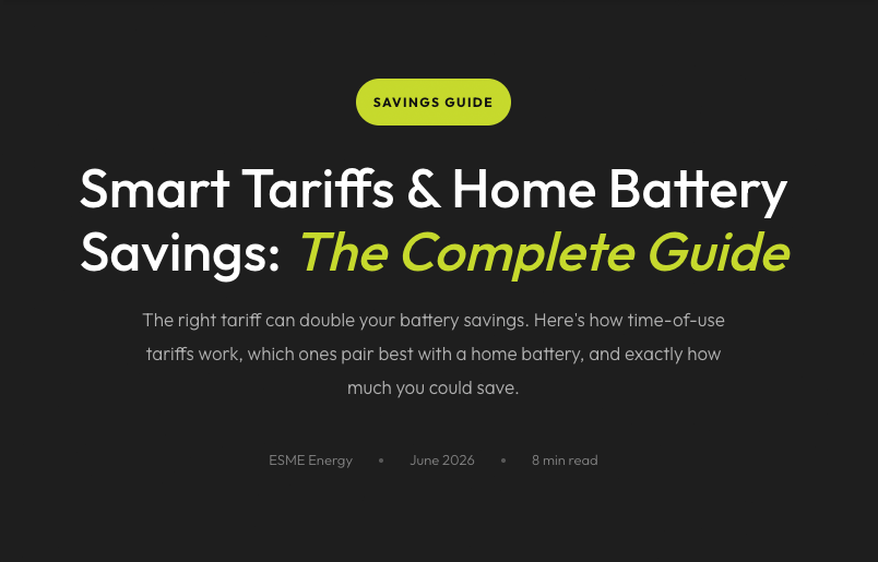 Smart Tariffs &amp; Home Battery Savings