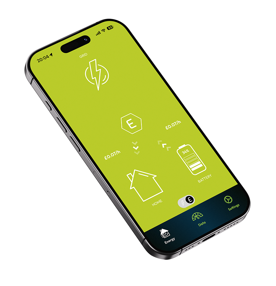 ESME App showing the house running on battery storage