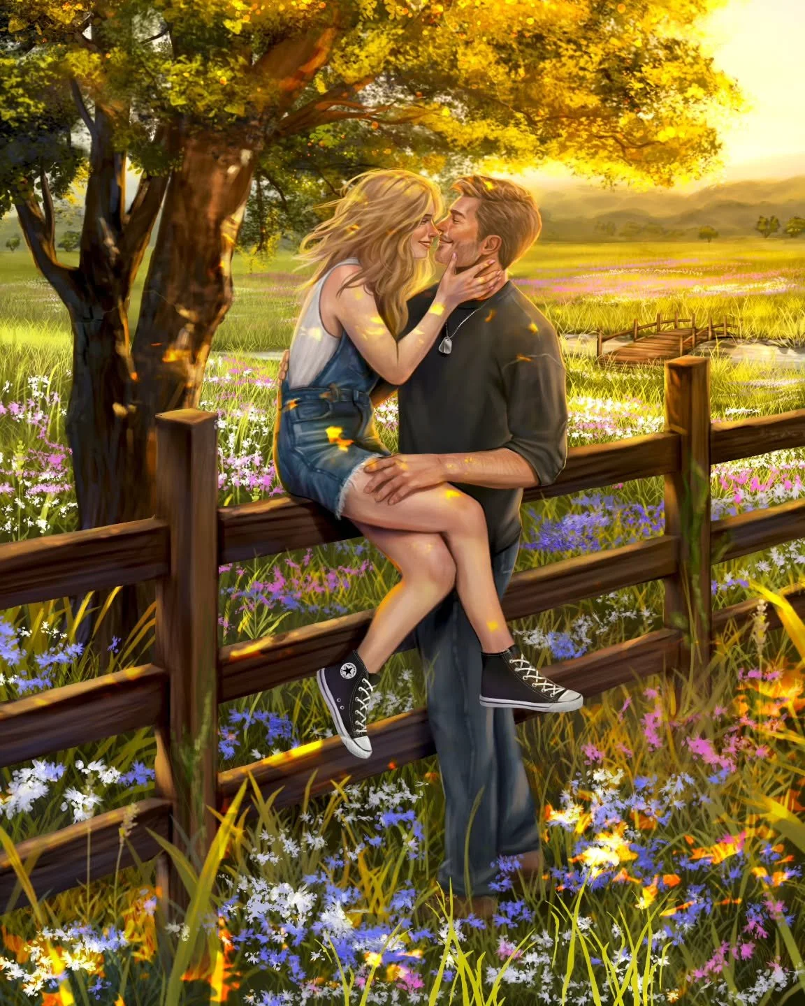 ✨️ THE MEADOWS--Emerson &amp; Wrenn ✨️

There are absolutely no words to describe this beautiful character art of Emerson and Wrenn. @samscreativecure and Bel out did themselves on this one. The vibrant colors, every detail, and bringing the meadows 