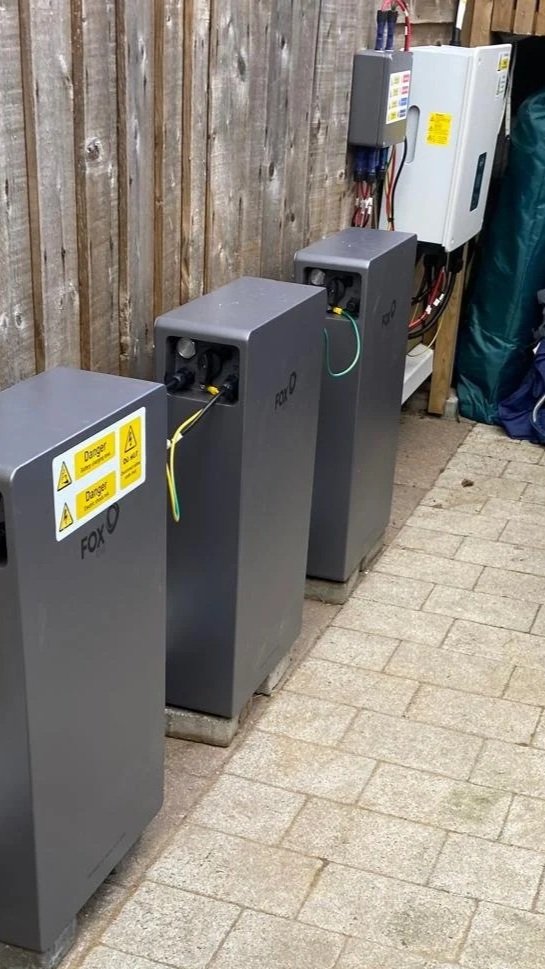 3 x 5Kw Fox Batteries installed next to the 3.7KW Fox Hybrid Inverter