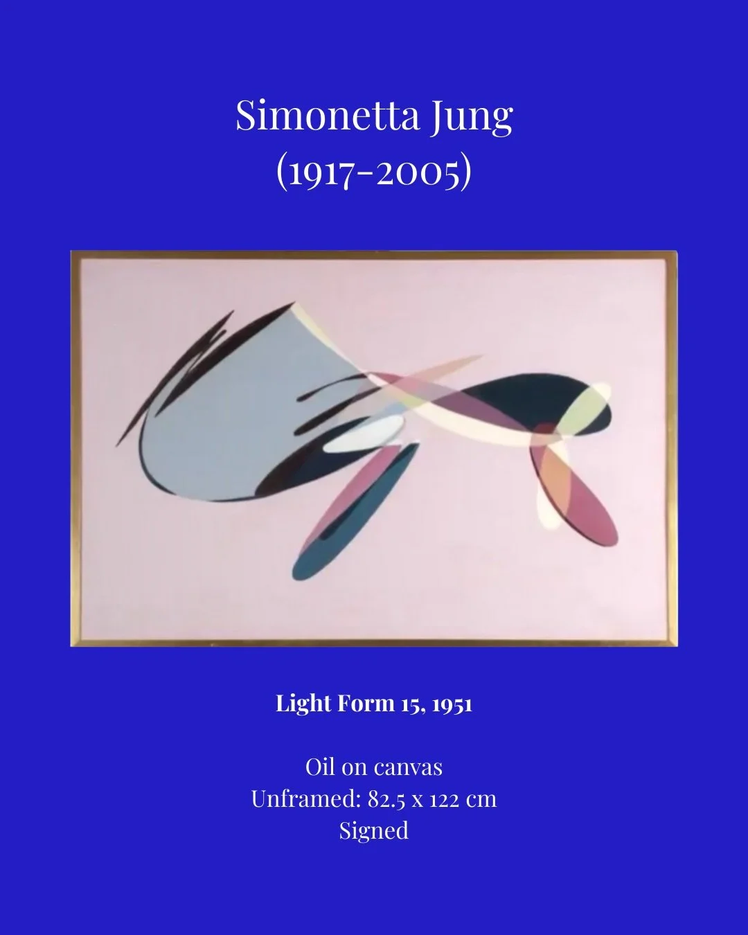 Discover Simonetta Jung's iconic 'light forms' from the 1950s, where swirling shapes dance on soft, pastel backgrounds.

 "I feel that freedom is the greatest and, at the same time, the most terrible gift that has been bestowed upon the human be