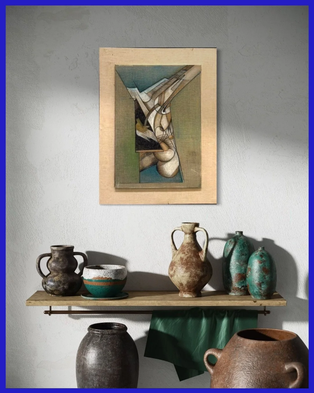 We are starting 2026 with one of our favourite paintings by Simonetta Jung. 

Swipe for the inspiration behind this both calming and distorted canvas. 

We love the way it has been framed by Jung, placing the canvas on top of another canvas, adding e