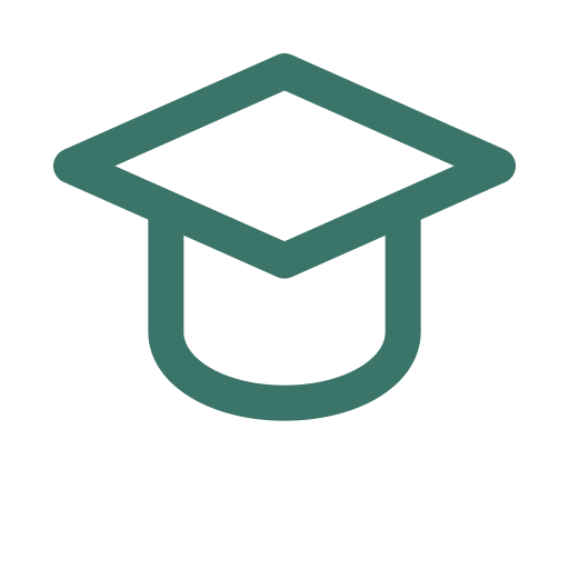 Icon of a graduation cap, representing education or learning.