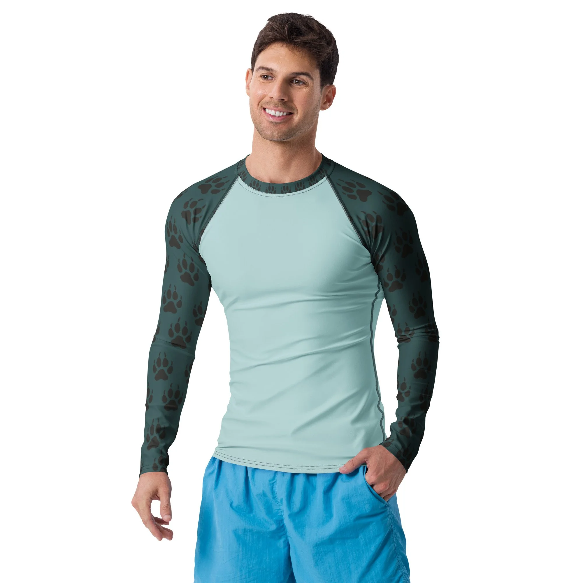 Men's Rash Guard - Wolf Track Print