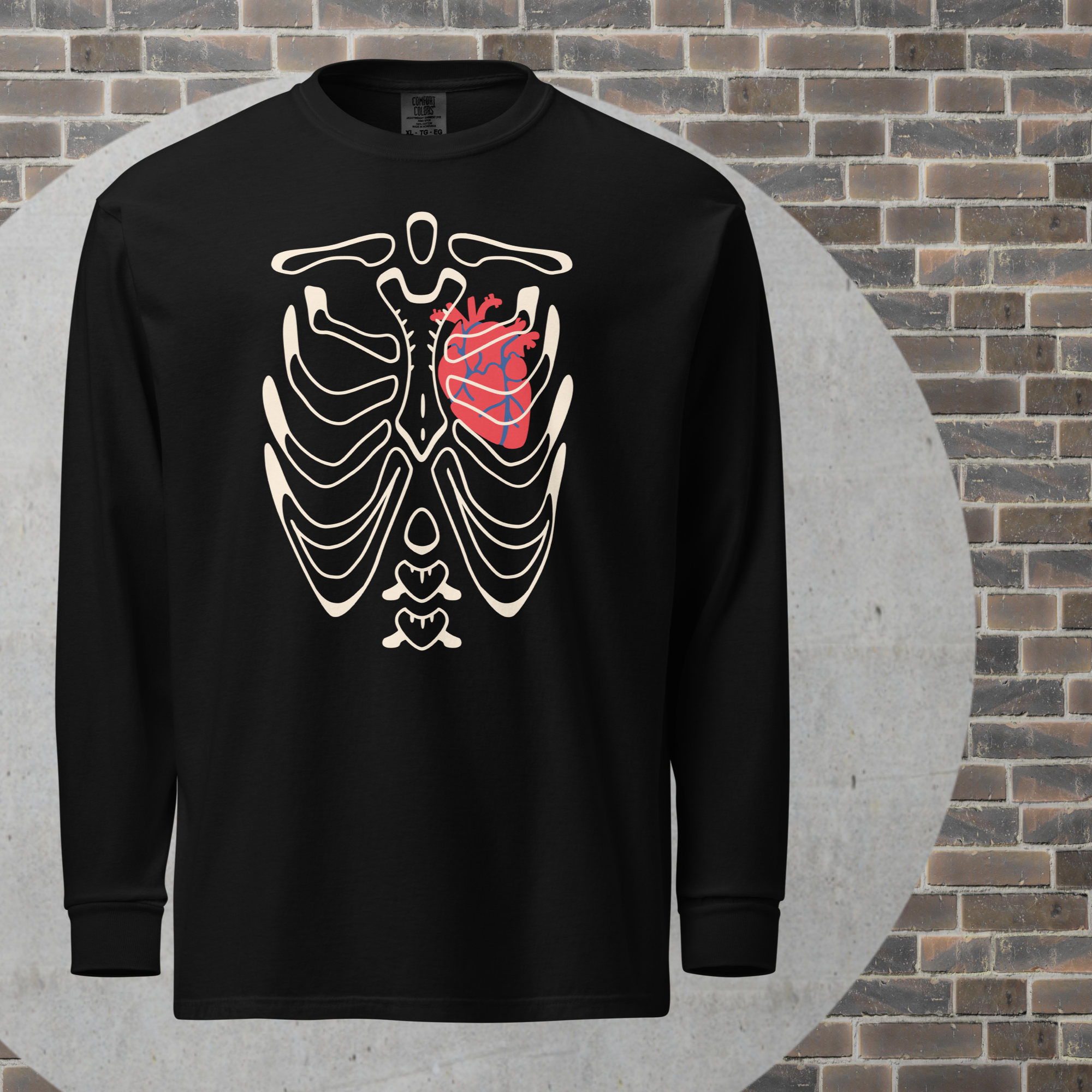 Rib Cage and Heart - Garment-dyed Heavyweight Long-sleeve Shirt