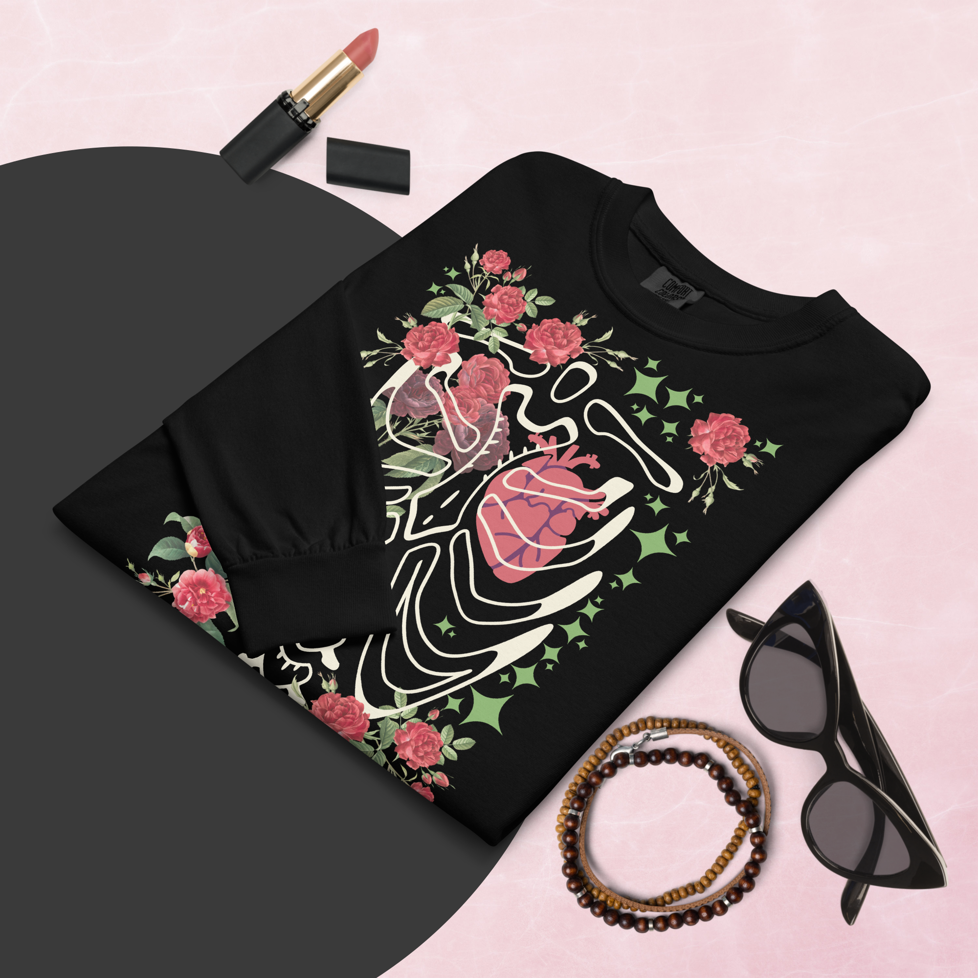 Ribs & Roses, Hearts are Wild Creatures - Garment-dyed Heavyweight Long-sleeve Shirt