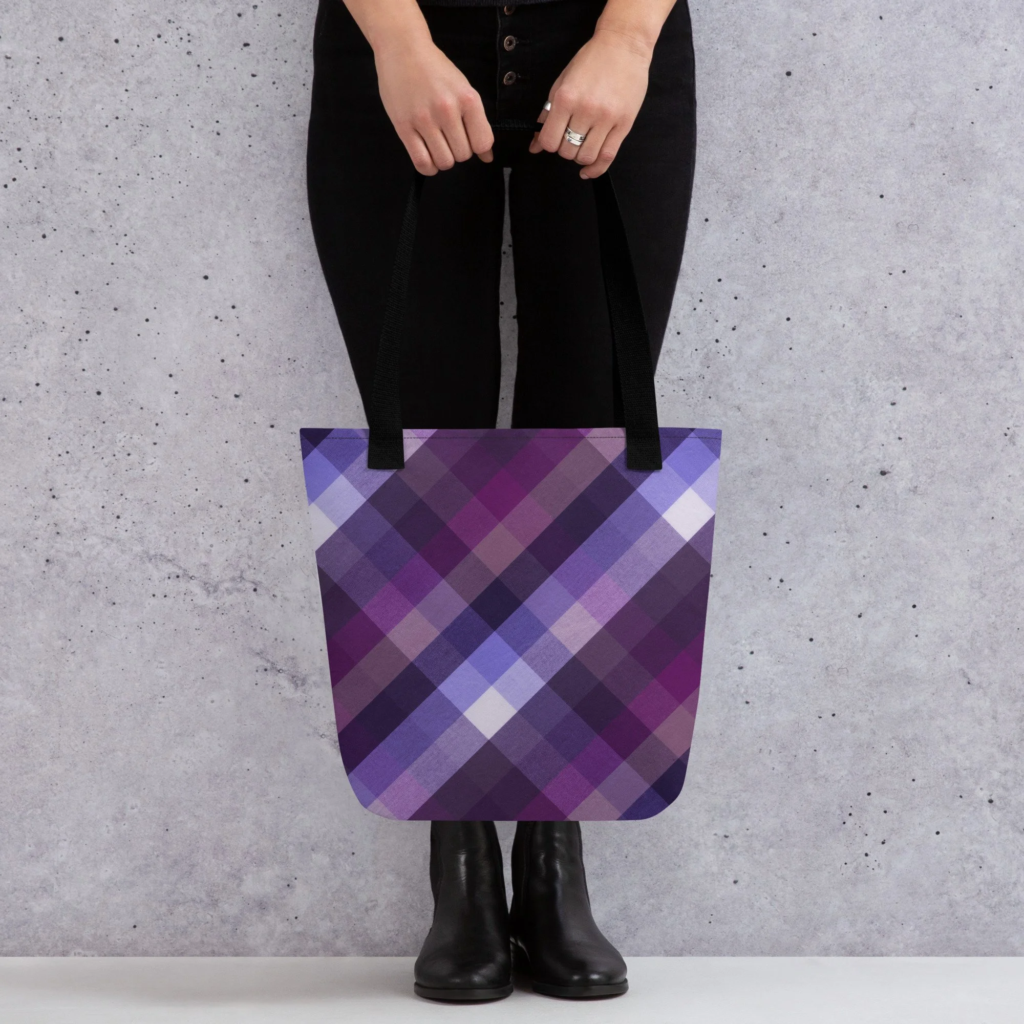 Midnight Plaid Patterned - Tote Bag