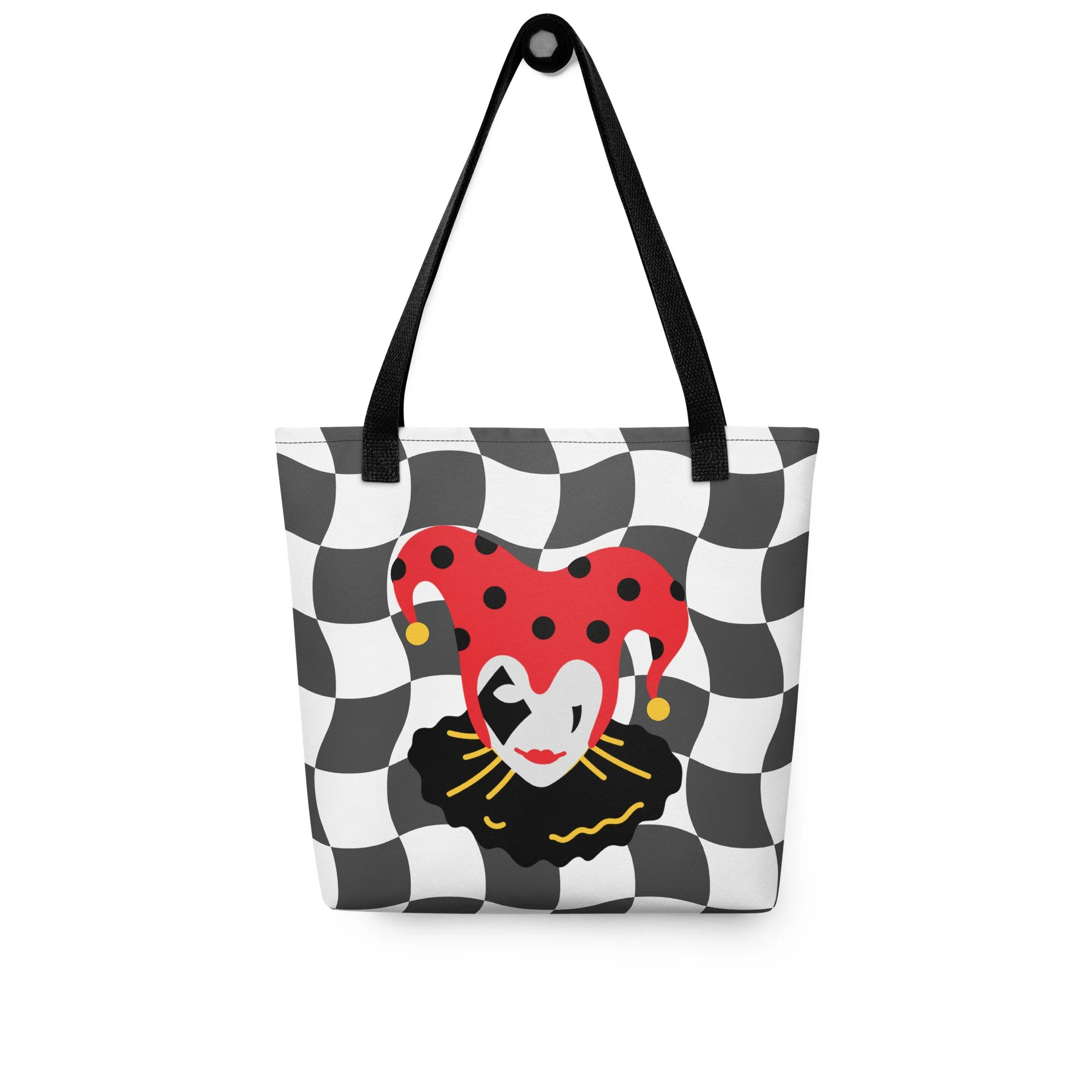 The Court Jester - Wavy Black and White Checks Tote Bag