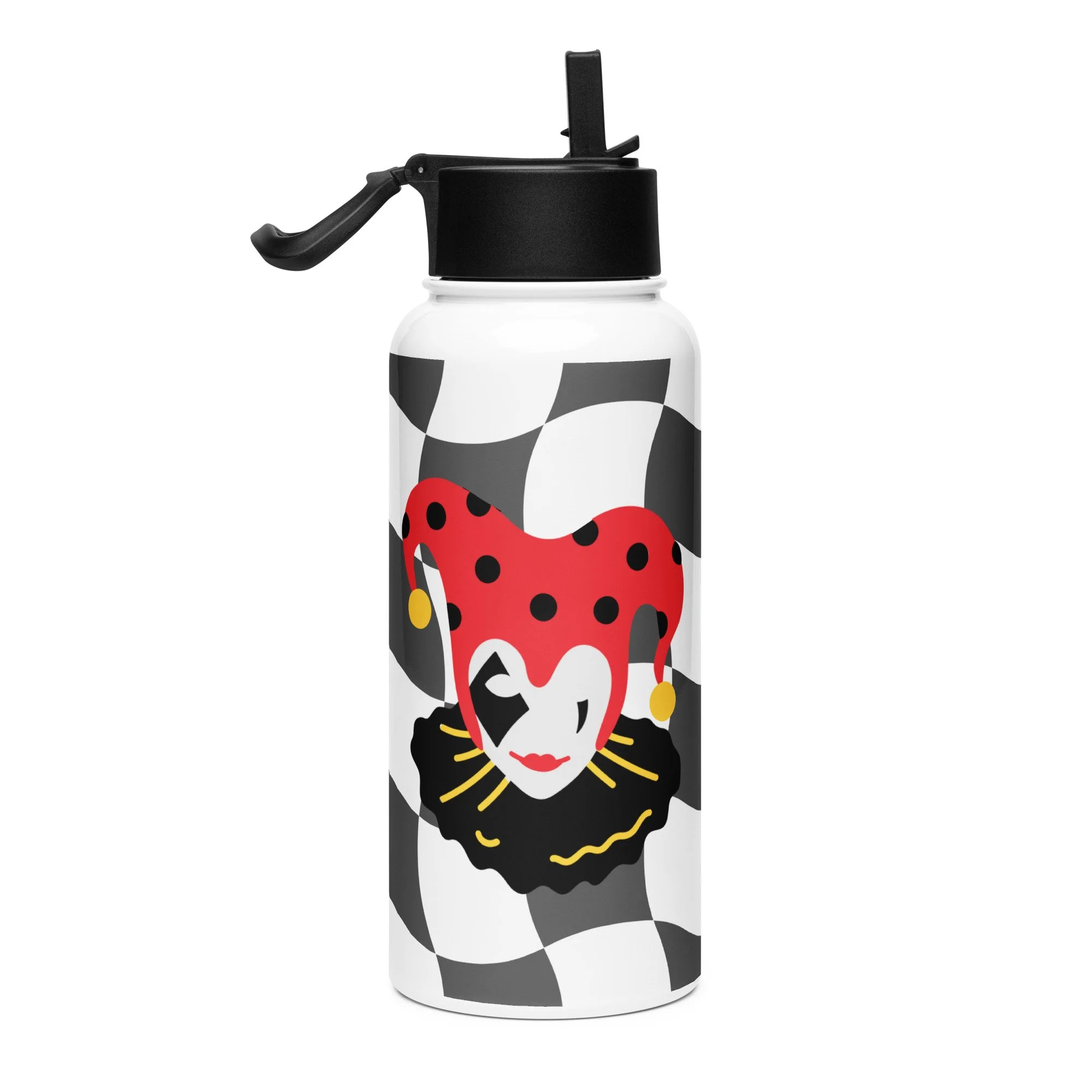 The Court Jester/Wild Card - Stainless Steel Water Bottle with a Straw Lid