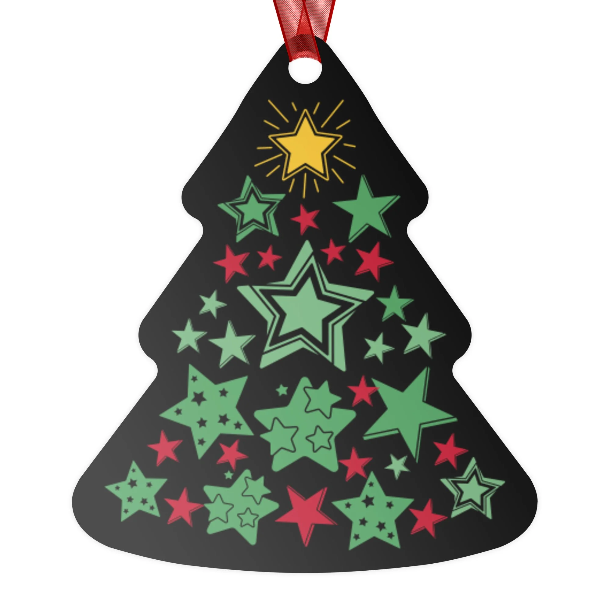 The Stars are Brightly Shining Christmas Tree Double-Sided Metal Christmas Ornament