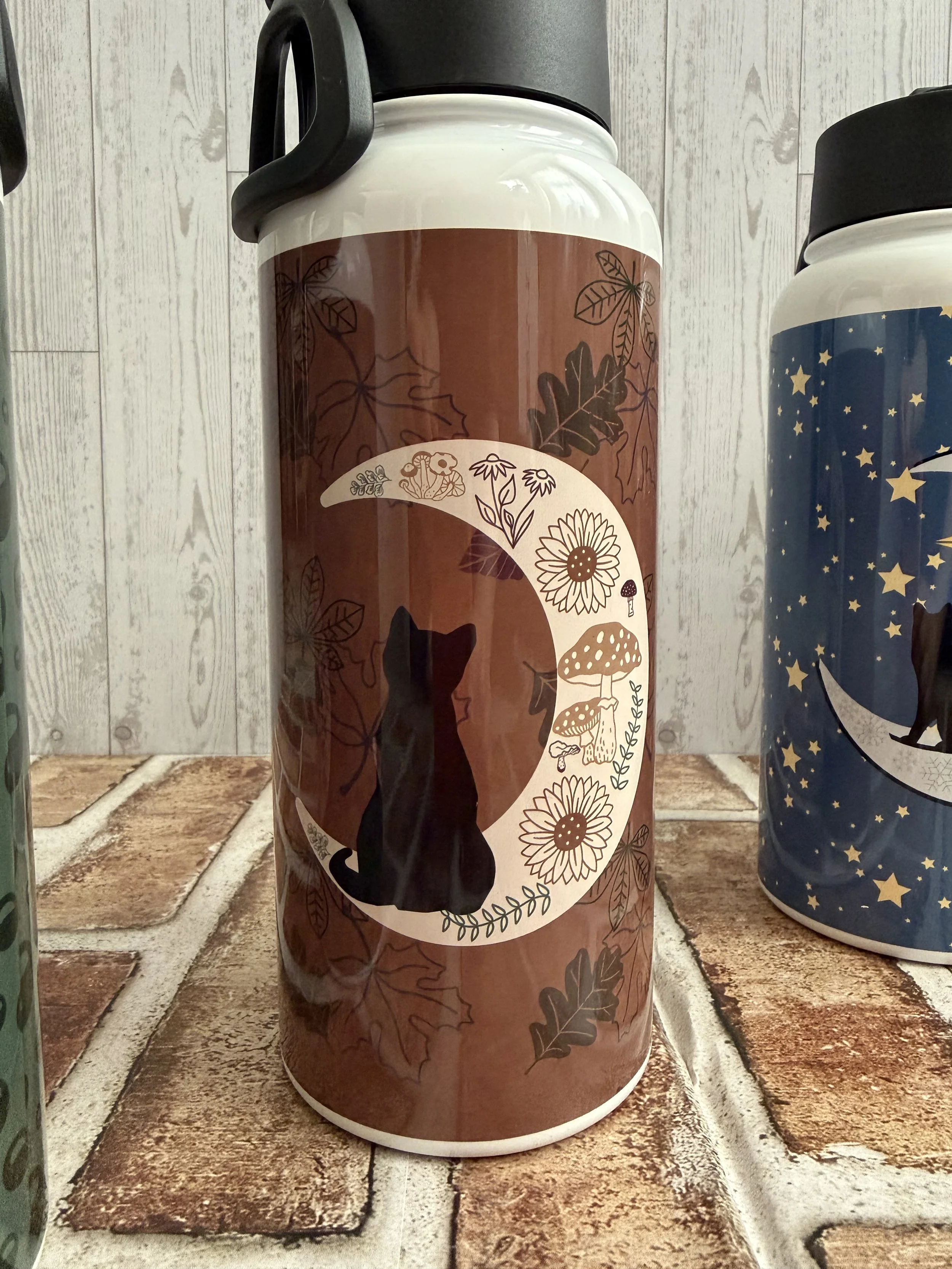 black cat crescent moon fall theme water bottle.jpeg