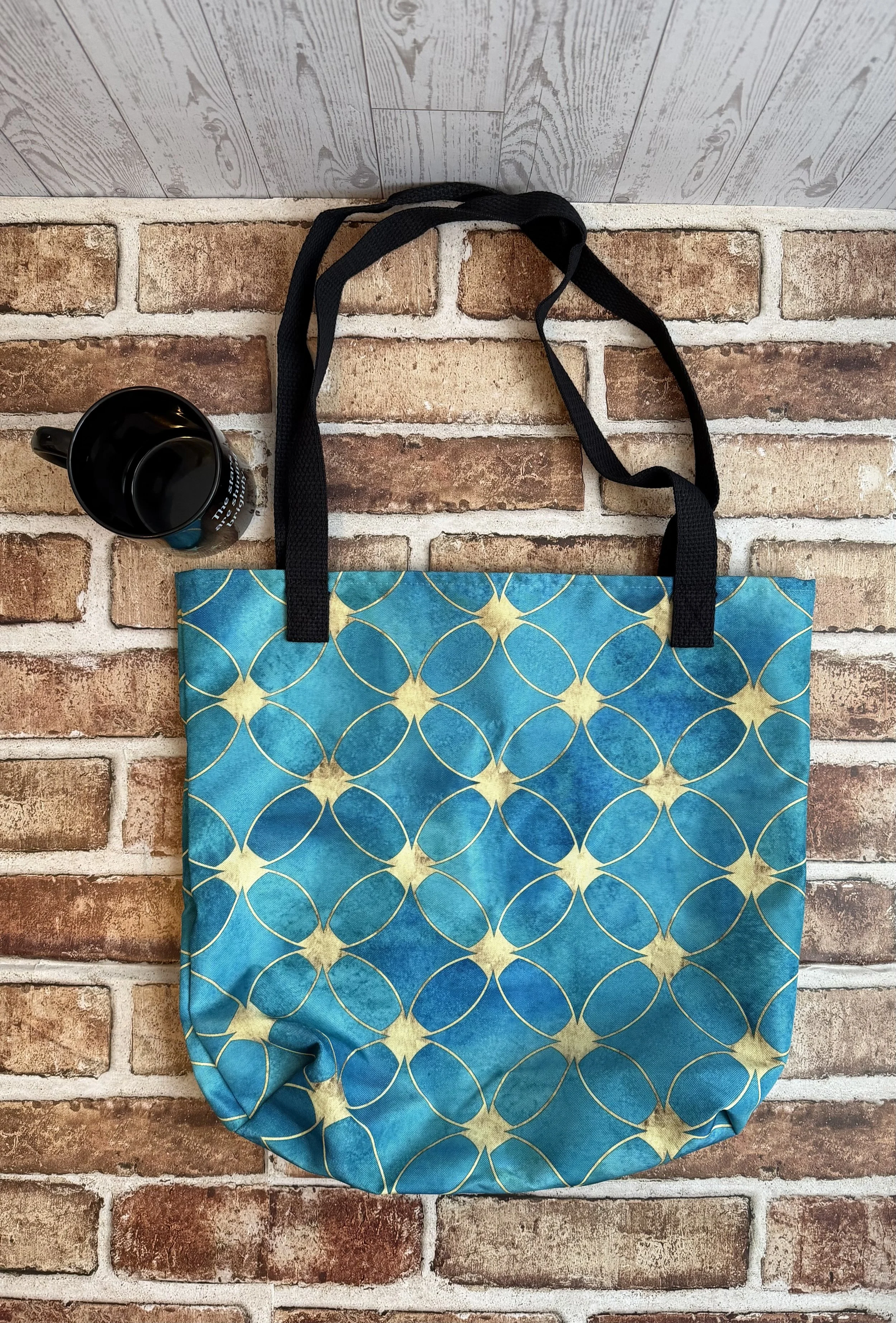 The Gilded Rosette - Turquoise Blue and Gold Tote Bag