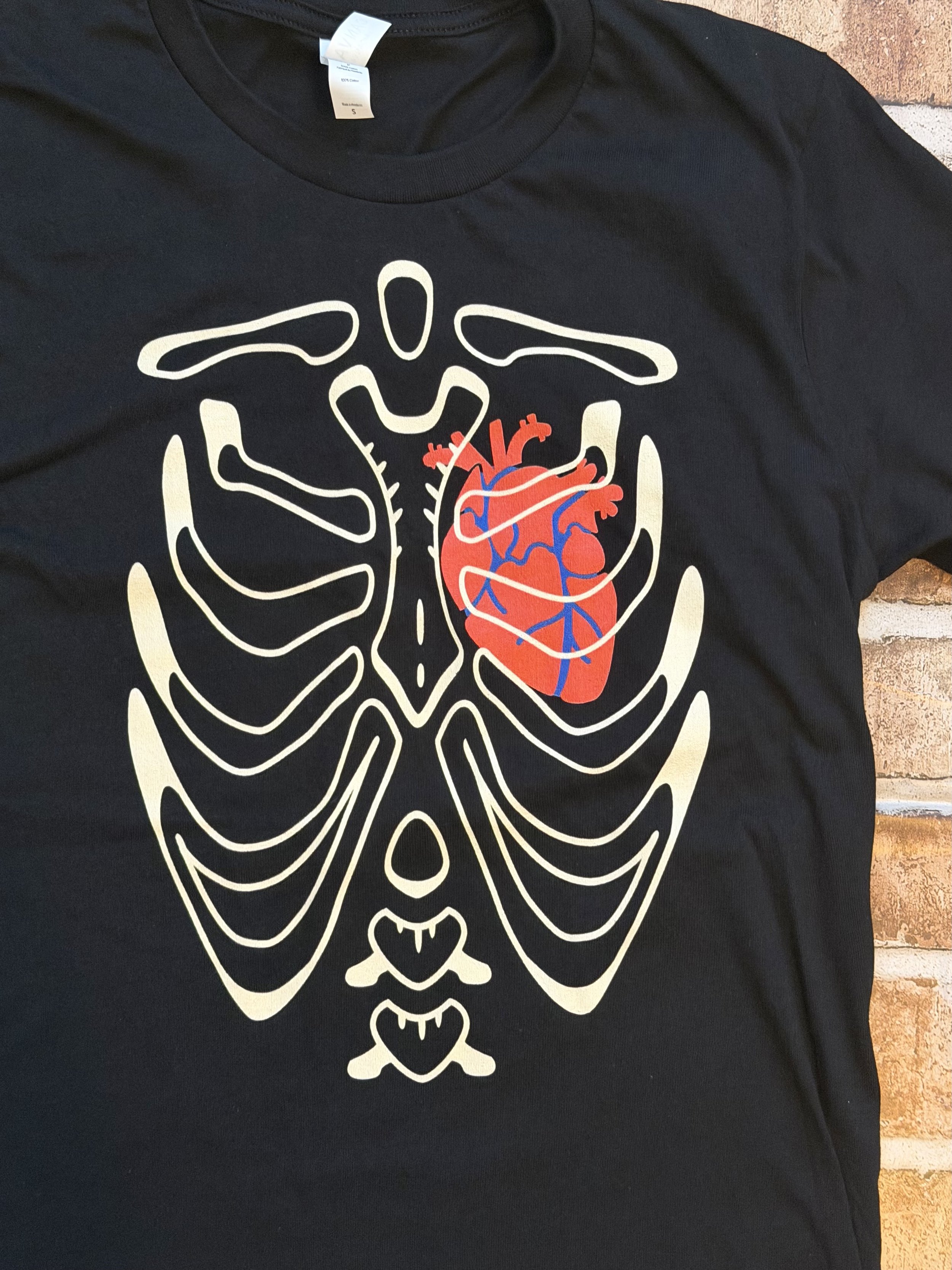 "Heart and Bone" Rib Cage and Anatomical Heart - Short Sleeve T-shirt