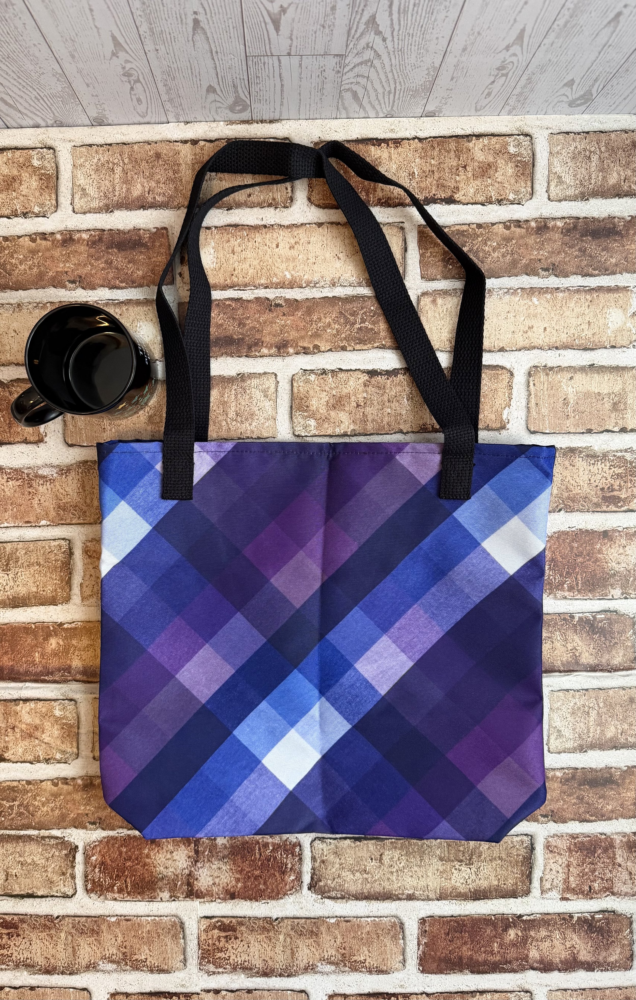 GHH Midnight Tote with blue purple pink plaid.jpeg