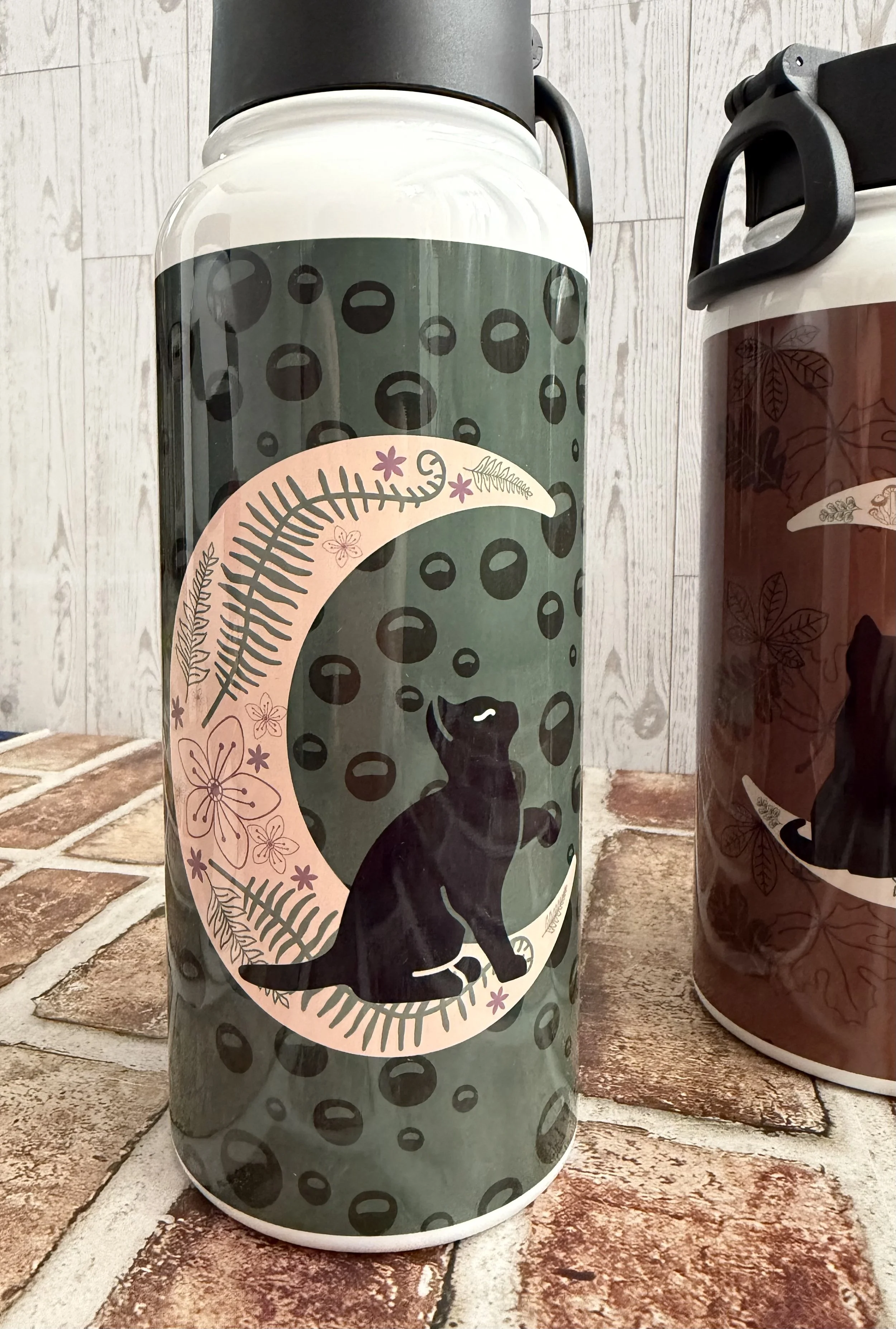 Spring Black Cat and Crescent Moon ferns wildlowwrs and bubbles.jpeg