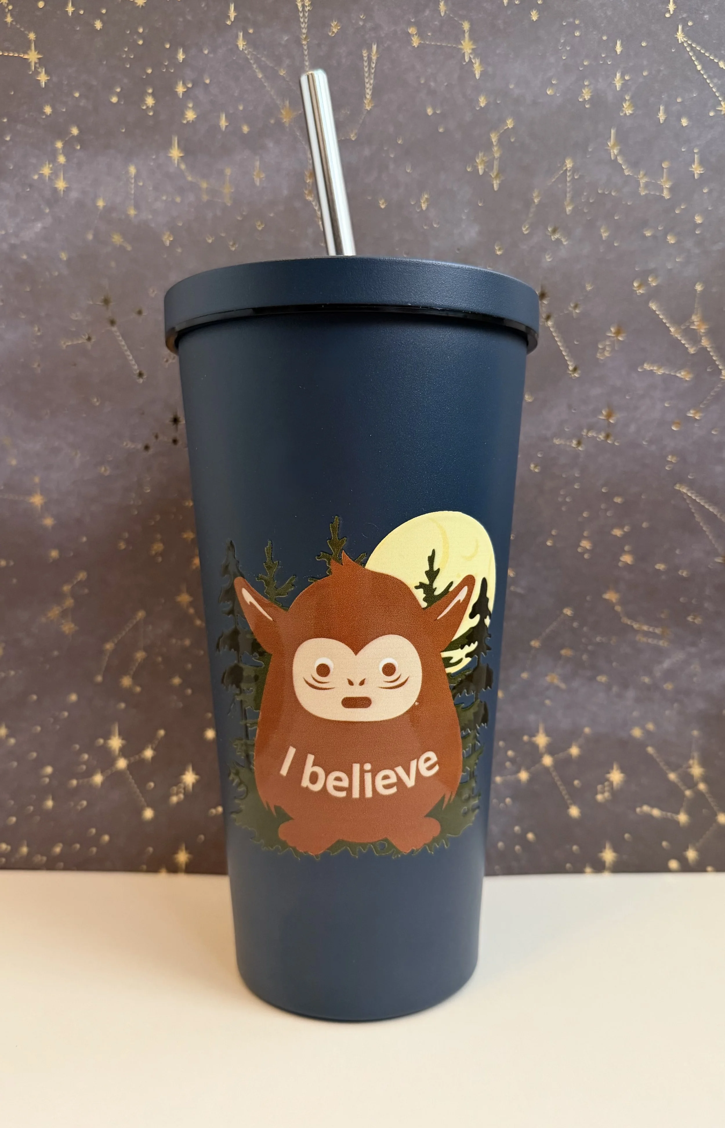 Bigfoot, I believe/Student of Cryptozoology, Dual-Sided - Insulated Tumbler with a Straw